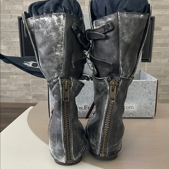 Ravi Moto Leather Boots size 8 - Freebird by Steven Black Distressed - Picture 9 of 11